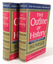 THE OUTLINE OF HISTORY Vol 1 &amp; Vol 2 by H.G. Wells HB DJ Book Club Editi... - £9.88 GBP