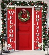Christmas Porch Sign Merry Christmas Banner Indoor Outdoor Christmas Decorations - £9.74 GBP