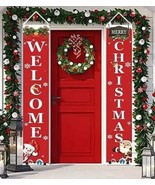 Christmas Porch Sign Merry Christmas Banner Indoor Outdoor Christmas Decorations - $12.19