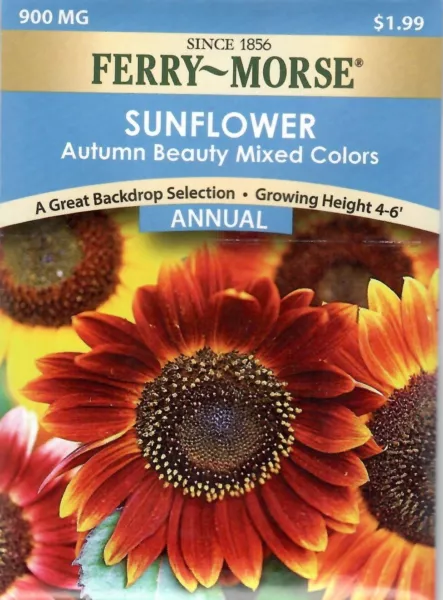 Sunflower Autumn Beauty Mixed Colors Flower Seeds - Ferry Morse 12/24 Fresh Gard - $8.00