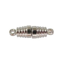 Silver Plated Base Metal 17.5mm x 5mm Ridged Oval Magnetic Clasps (10) - $5.94