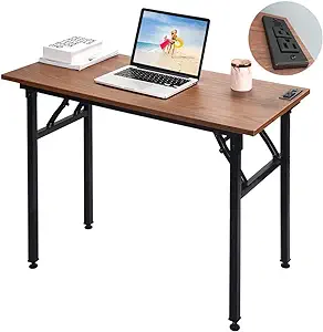 Small Foldable Desk 43.3&#39;&#39;X 19.6&#39;&#39;X 29.5&#39;&#39;,Foldable Table With 2 Power S... - $270.99