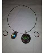LADIES COSTUME HOOP NECKLACE WITH REMOVABLE CHARM AND HOOP BEADED EARINGS - $187.75 MXN