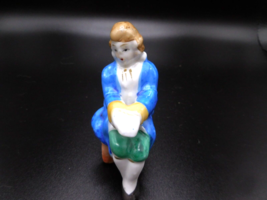 Occupied Japan Colonial Man Sitting 3”Porcelain Figurine Blue Jacket Vin... - $9.90