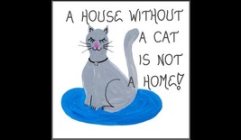 Cat Magnet - Humorous feline quote.  Gray kitty, solitare rhinestone nec... - £3.15 GBP