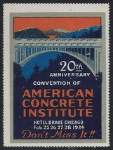 1924 &quot;American Concrete Institute&quot; Large Cinderella / Poster Stamp Mint NH - $7.99