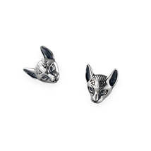 Anyco Earrings Fashion Silver 925 Sterling Vintage Classic Thai Silver Cat Head  - £22.64 GBP