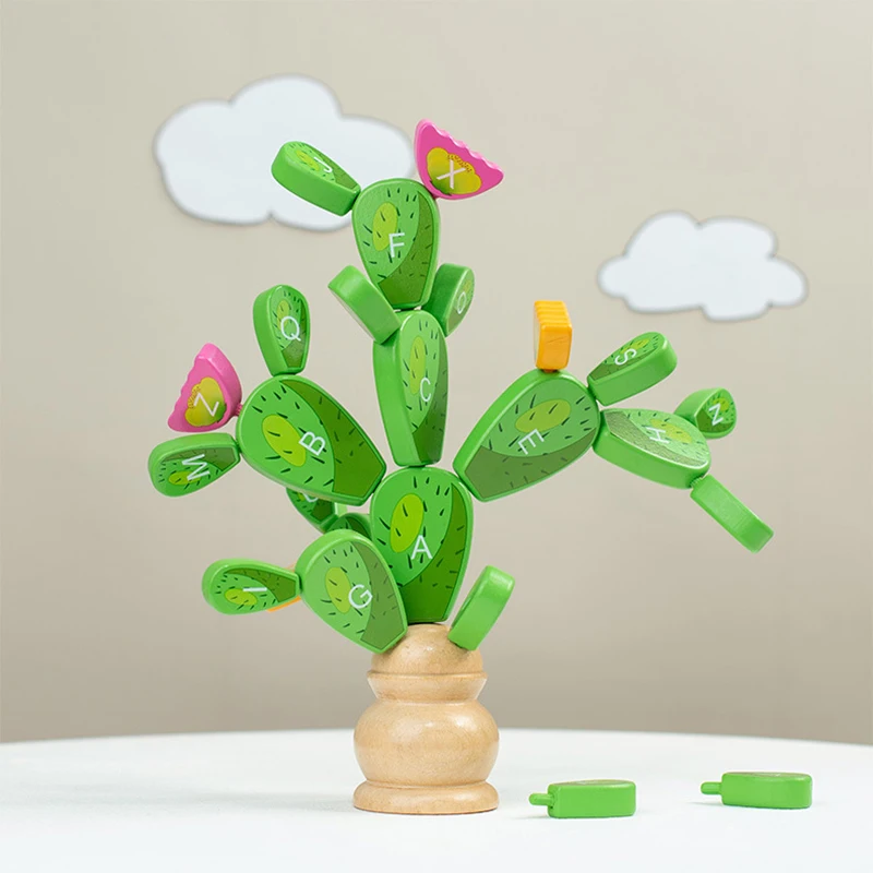 Balancing Cactus Toys Unique Wooden Learning Educational Toys Stacking Toys - £20.53 GBP