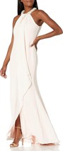 Calvin Klein Womens Imitation-Pearl Halter-Neck Ruffle Gown,White,2 - £123.65 GBP