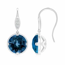 Natural London Blue Topaz Round Dangle Earrings in 14K Gold (Grade-AAAA , 8MM) - £1,127.27 GBP