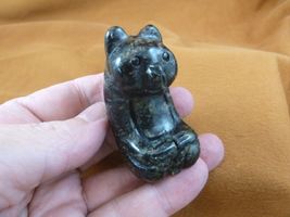 (Y-PAND-SI-705) Green black sitting PANDA BEAR bears gem stone gemstone ... - $19.49