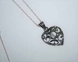 Charles Winston Silver Necklace with Sterling MOP Heart Pendant J360 - £22.03 GBP