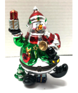 Metallic Porcelain Christmas Snowman Hinged Box - $14.85