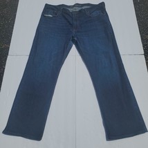 Old Navy Men&#39;s Dark Wash Straight Stretch Distressed Denim Jeans Size 42 X 32 - £10.35 GBP
