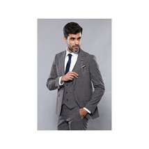 Men 3pc European Suit WESSI by J.VALINTIN Extra Slim Fit JV35 gray Window Pane image 8