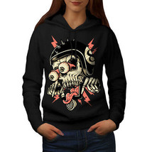 Wellcoda Biker Head Face Skull Womens Hoodie, Death Casual Hooded Sweatshirt - £29.06 GBP