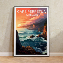 Cape Perpetua Travel Poster, Oregon Wall Art, Oregon Print, Cape Perpetua Poster - £14.09 GBP+