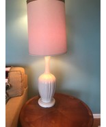 Vtg Mid-Century Danish MODern White Melon Ceramic 40&quot; Table LAMP w Orig.... - $1,787.59 MXN