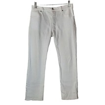 Nili Lotan Button Fly Boyfriend Cropped Jeans Mid Rise Frayed Hem Size 25 White - £86.49 GBP