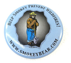 Blue Help Smokey Prevent Wildfires 2½&quot; Pin Button Vintage Forest Service... - £5.41 GBP