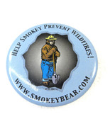 Blue Help Smokey Prevent Wildfires 2½&quot; Pin Button Vintage Forest Service... - £5.42 GBP