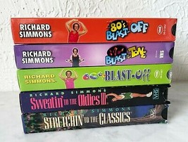 Richard Simmons 5 Vintage VHS Tapes Sweatin&#39; To The Oldies 60s/80s Blast Off - £19.39 GBP