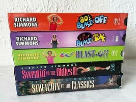 Richard Simmons 5 Vintage VHS Tapes Sweatin&#39; To The Oldies 60s/80s Blast Off - £19.53 GBP