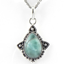 Sólido 925 Plata de Ley Larimar Collar con Colgante Mujeres PSV-1817 - £26.52 GBP+