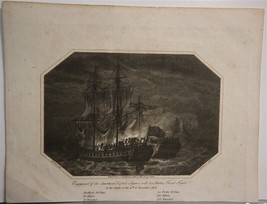 WARREN Original 1808 Engraving HMS Amethyst &amp; French Warship Thetis - £26.15 GBP