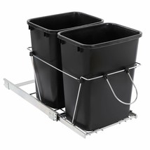 Double Pull Out Trash Garbage Can Sliding Kitchen Waste Container Durable - £78.95 GBP