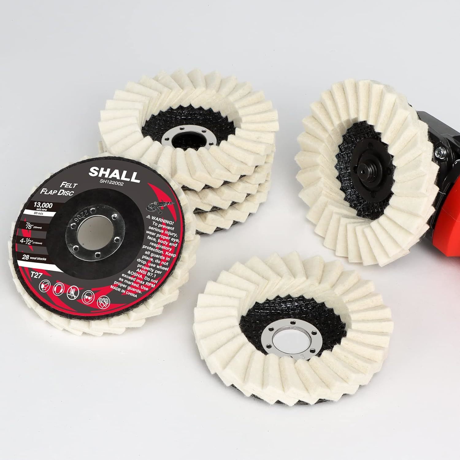 Shall 6-Pack Felt Flap Disc Abrasives 4-1/2&quot; X 7/8&quot; Arbor, Wool Polishing - $32.99