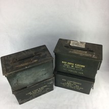 4 Vintage Metal Army Ammo Box Cartridges - $99.99