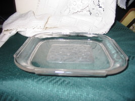 Vintage Square Salad Dish with Frosted Floral Pattern in Center - $8.00