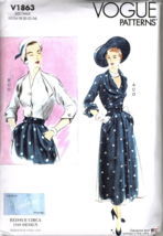 Vogue V1863 Misses Circa 1949 Blouse Top and Skirt Size 16 to 24 UNCUT P... - $18.89