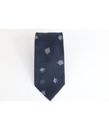 Vintage 90s Streetwear Geometric Silk Neck Tie Wedding Formal Navy Blue USA - $363.19 MXN