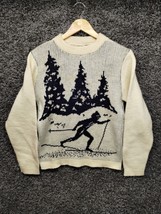 Vintage Montana Wollen Shop Sweater Adult Medium Beige Ski Pattern - $37.02