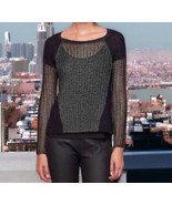 NWT $298 Fisher Vintage Top X Small 2 4 Black Charcoal Metallic Mohair P... - $1,934.54 MXN