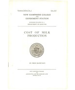 Cost of Milk production NH vintage booklet 1913 farm dairy - $14.00