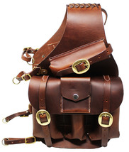 Horse Genuine Leather Equine Veterinarian Rancher Medicine Saddle Trail Bag - $139.99