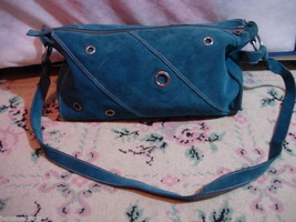 Vtg Marc Jacobs Teal Suede Large Messenger Sling Crossbody Shoulder Bag Purse - £77.53 GBP