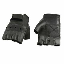 Men&#39;s Fingerless Leather Glove w/ Gel Palm Top Grain Leather Biker Gloves - £7.16 GBP