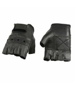 Men&#39;s Fingerless Leather Glove w/ Gel Palm Top Grain Leather Biker Gloves - £7.07 GBP