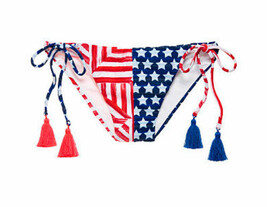 Victorias Secret Red White Blue Stars Stripes Flag Teeny Bikini Bottom L Large - £15.12 GBP