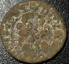 1602 France Copper Double Tournois Henri IV Paris Mint Medieval French Coin 3 - £19.73 GBP
