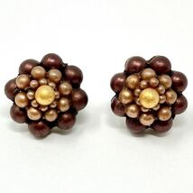 Vintage Beaded Screw-Back Earrings Brown - $173.21 MXN