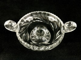 Footed Candy Dish, 2 Finger Loop Handles, Etched Floral, Thumbprint Rim,... - $24.45
