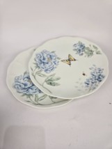 Lenox Butterfly Meadow Blue Floral Scalloped Edge 11 in Dinner Plates SET OF 2 - £17.92 GBP