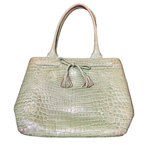 Talbots Womens Genuine Leather Reptile Embossed Handbag Green Tote Purse - £27.14 GBP