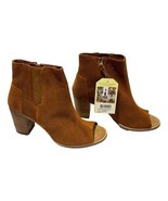 Majorca Toms Bootie Shoes  Brown Peep Toe Size 10 Heels 3 inch Tags On New - $62.91