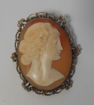 Vintage Victorian Cameo Shell Brooch/Pendant C-Clasp Marked 800 - 2" x 1.5" - $165.00